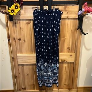 Aeropostale Navy and White Boho Wide Leg Pants